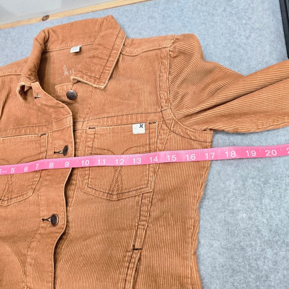 Vintage Y2K Hurley Corduroy Trucker Jacket S Brown Granola Boho Grunge Fall - Picture 4 of 11